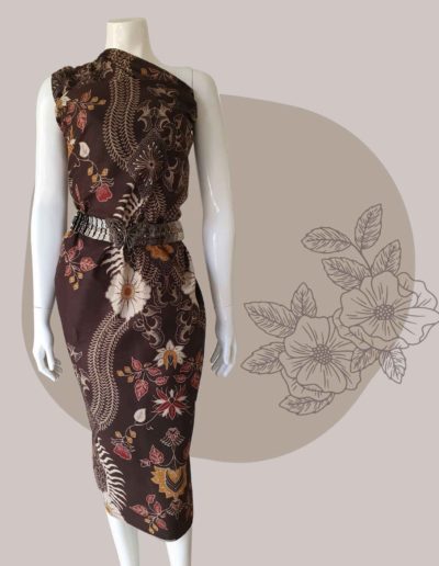 brown floral java batik fabric